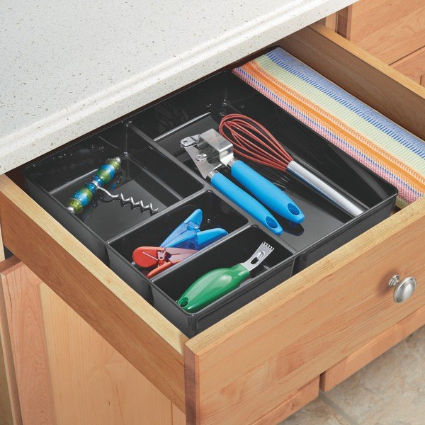 Čierny organizér do zásuvky InterDesign Linus Grand, 30,5 x 30,5 cm-image-1