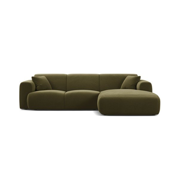 Khaki zamatová rohová pohovka (pravý roh/s leňoškou) Molino – Micadoni -image-2