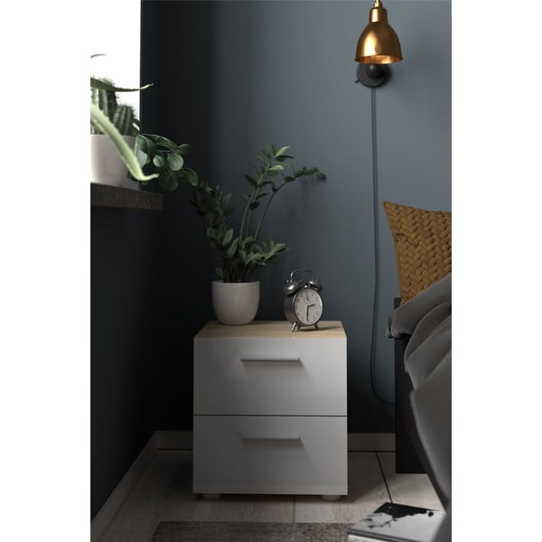 Biely nočný stolík v dekore duba Pepe - Tvilum-image-1