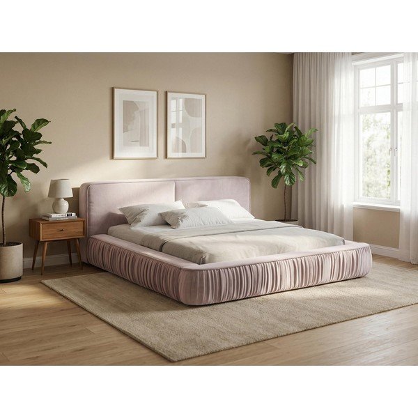 Zelená čalúnená dvojlôžková posteľ s úložným priestorom s roštom 140x200 cm Keoni – Makamii-image-1