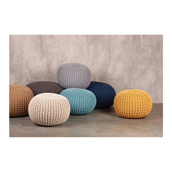 Žltý pletený puf LABEL51 Knitted XL, ⌀ 70 cm-image-2