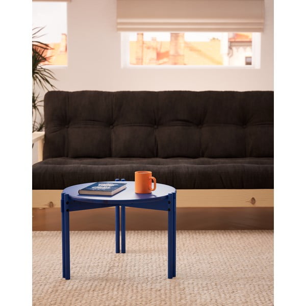 Modrý okrúhly konferenčný stolík z borovicového dreva ø 60 cm Sticks – Karup Design-image-3