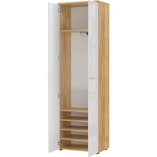 Biela prírodná šatníková skriňa v dekore duba 60x198 cm Aledo - Germania-image-3