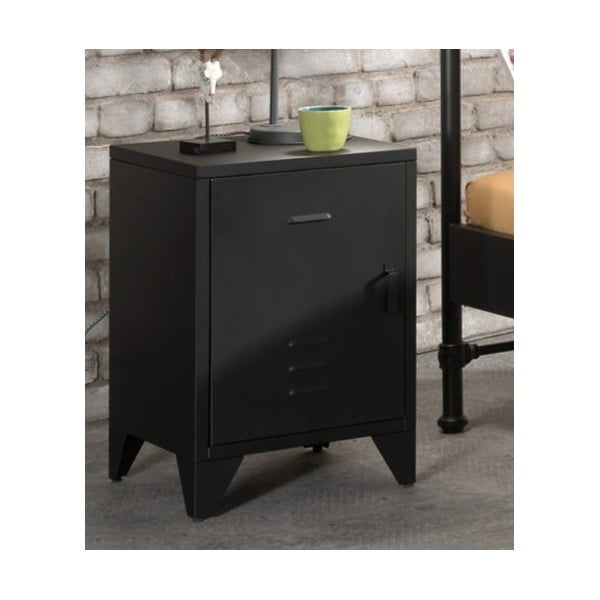 Čierny kovový detský nočný stolík BRONXX – Vipack-image-1