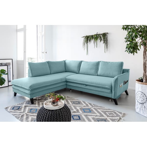 Svetlomodrá rozkladacia rohová pohovka Miuform Charming Charlie L, ľavý roh-image-4