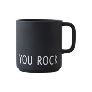 Čierny porcelánový hrnček Design Letters You Rock