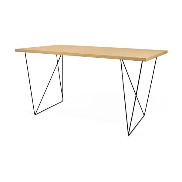 Pracovný stôl v dekore dubového dreva s čiernymi nohami TemaHome Flow, 140 x 75 cm-image-4