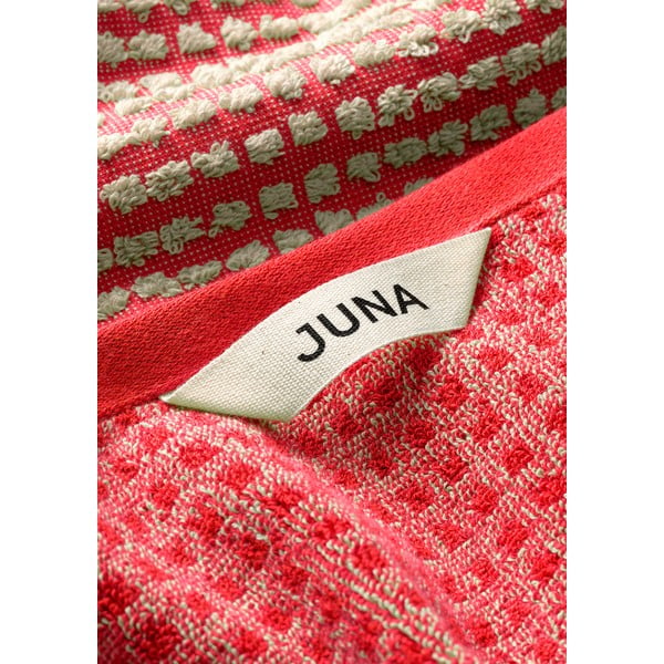 Červený froté uterák z Bio bavlny 50x100 cm Check – JUNA-image-4
