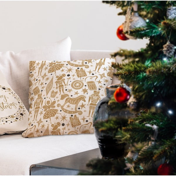Obliečka na vankúš s vianočným motívom 45x45 cm Golden Nut Cracker – Butter Kings-image-2