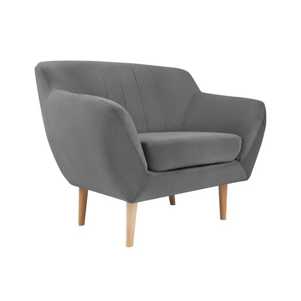 Sivé zamatové kreslo Mazzini Sofas Sardaigne-image-2