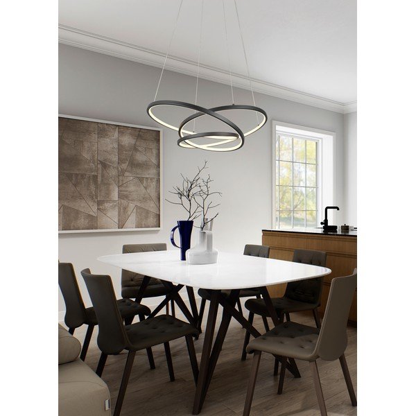 Matne čierne LED stmievateľné závesné svietidlo Darvin – Trio-image-1