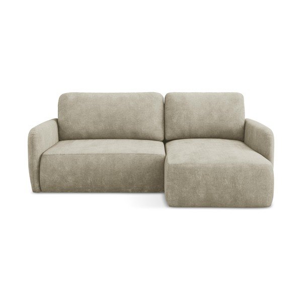 Béžová ženilková rozkladacia/s úložným priestorom rohová pohovka (pravý roh/s leňoškou) Lilo – Makamii