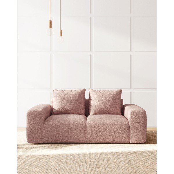 Svetloružová pohovka z textílie bouclé 212 cm Feiro – MESONICA-image-1
