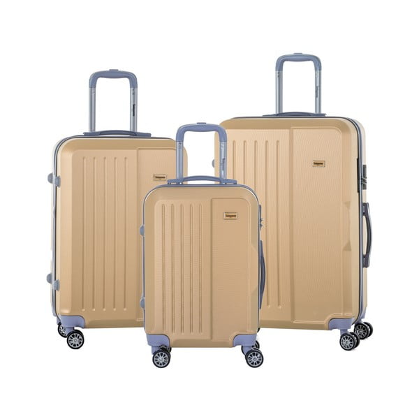Sada 3 cestovných kufrov v béžovej farbe na kolieskách s kódovým zámkom SINEQUANONE