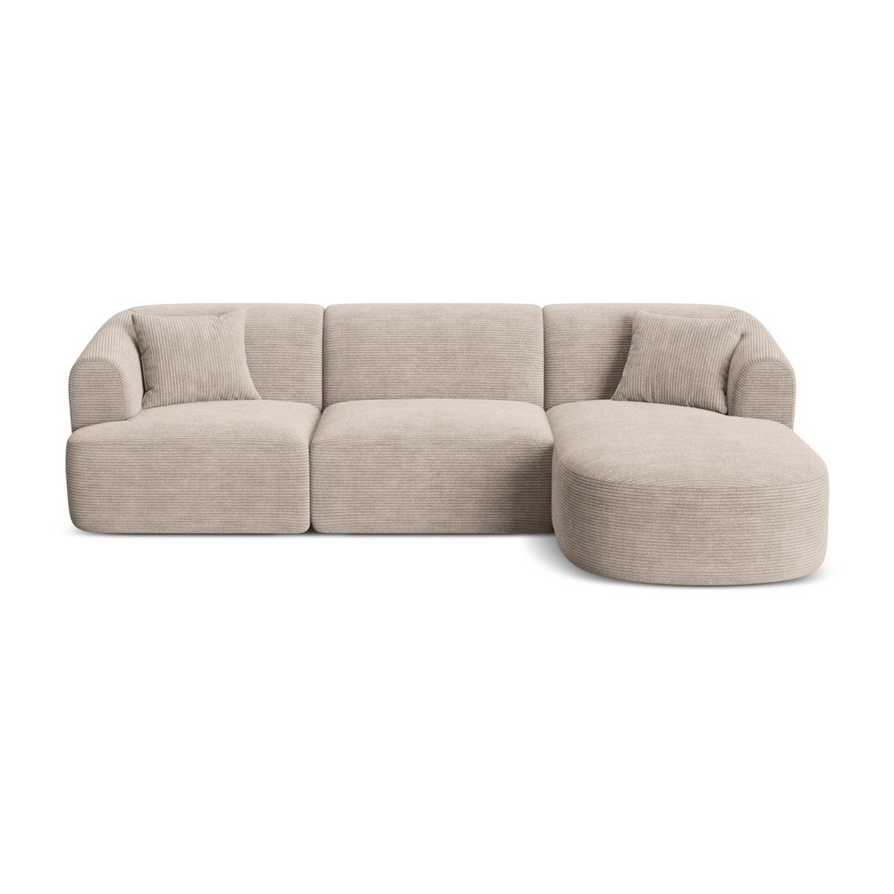 Svetlohnedá menčestrová rohová pohovka (pravý roh/s leňoškou) Campi – Cosmopolitan Design