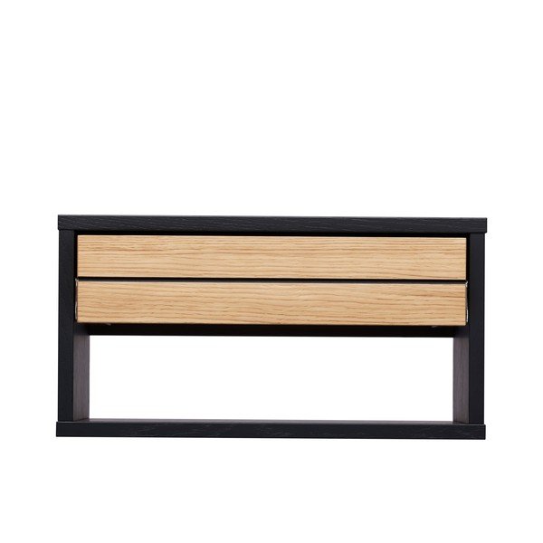 Čierny/v prírodnej farbe závesný nočný stolík v dekore duba Stripe – Woodman