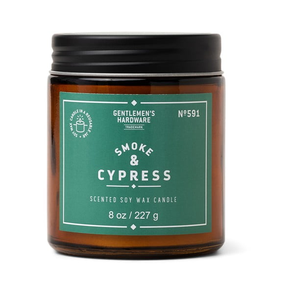 Vonná  sójová sviečka doba horenia 48 h Smoke & Cypress – Gentlemen's Hardware
