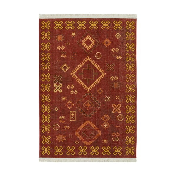 Červený koberec s podielom recyklovanej bavlny Nouristan, 80 x 150 cm