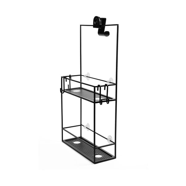 Čierna závesná oceľová kúpeľňová polička Cubiko - Umbra-image-3