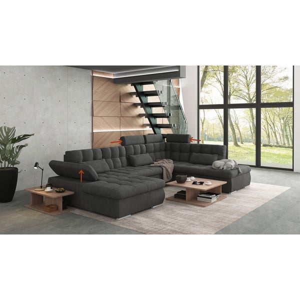 Antracitová rozkladacia/s úložným priestorom rohová pohovka (pravý roh/do "U") Merkur – Ropez-image-1