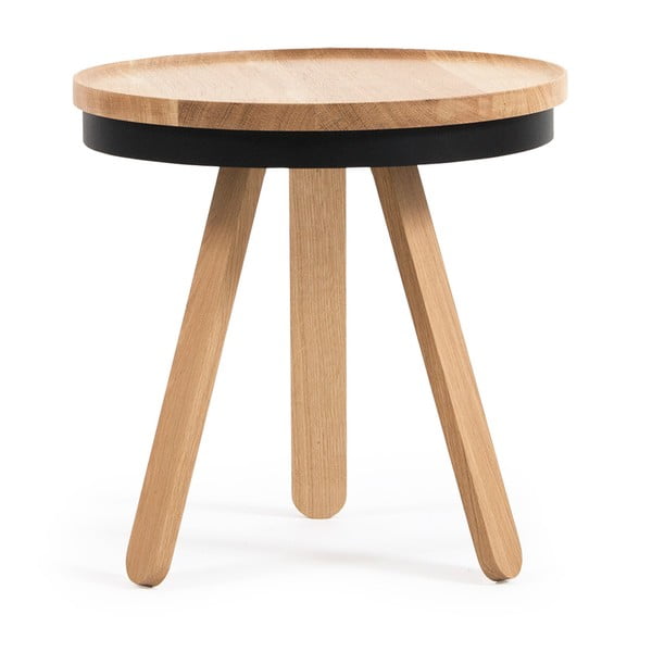 Prírodno-čierny odkladací stolík z dubového dreva s podnosom Woodendot Batea S
