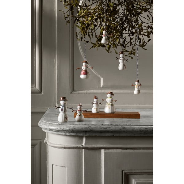 Porcelánová ručne maľovaná vianočná ozdoba ø 4 cm Hammershøi Snowman – Kähler Design-image-3