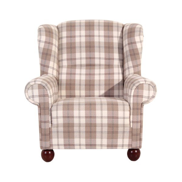 Hnedé kárované kreslo ušiak Max Winzer Monarch Chenille-image-3