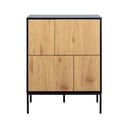 Vysoká komoda v dekore duba v čierno-prírodnej farbe 80x103 cm Seaford – Actona