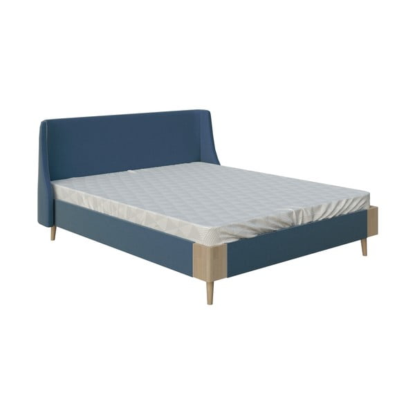 Modrá dvojlôžková posteľ PreSpánok Lagom Side Soft, 140 x 200 cm