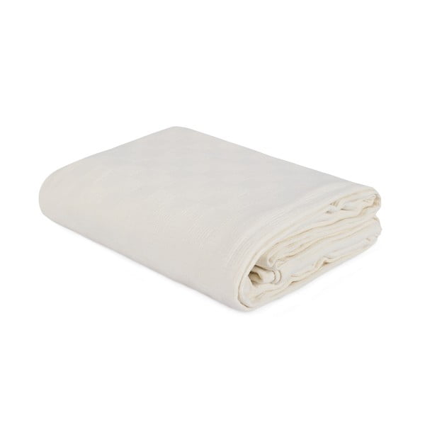 Bavlnená ľahká prikrývka na posteľ Pique Cream, 200 × 240 cm-image-1