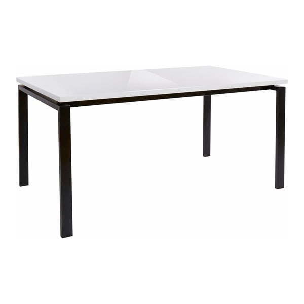 Čierny jedálenský stôl s lesklou bielou doskou Støraa Sandra, 90 x 160 cm