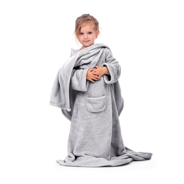 Sivá detská televízna deka s rukávmi DecoKing Lazykids-image-2
