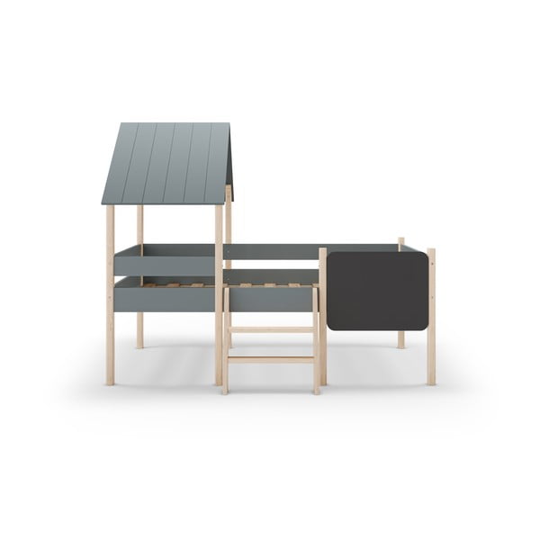 Domčeková/vyvýšená detská posteľ sivozelená z borovicového dreva s roštom 90x190 cm Mint – Marckeric-image-2