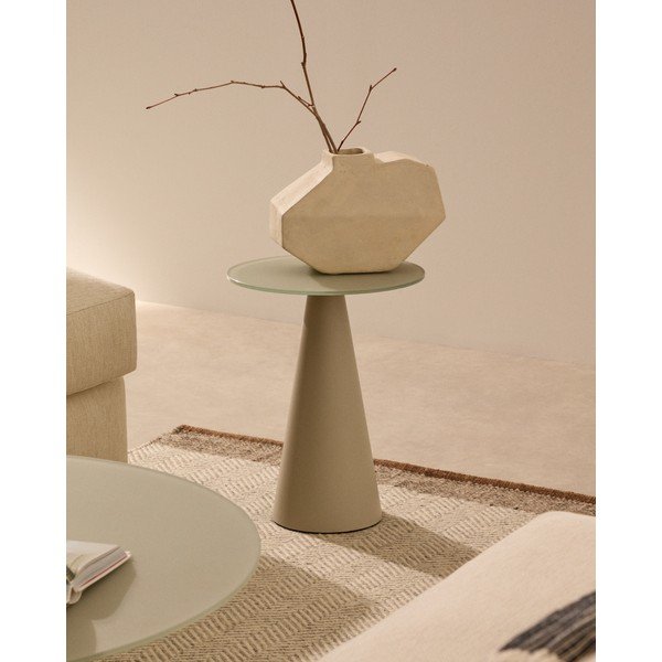 Okrúhly odkladací stolík so sklenenou doskou ø 35 cm Wilshire – Kave Home-image-1