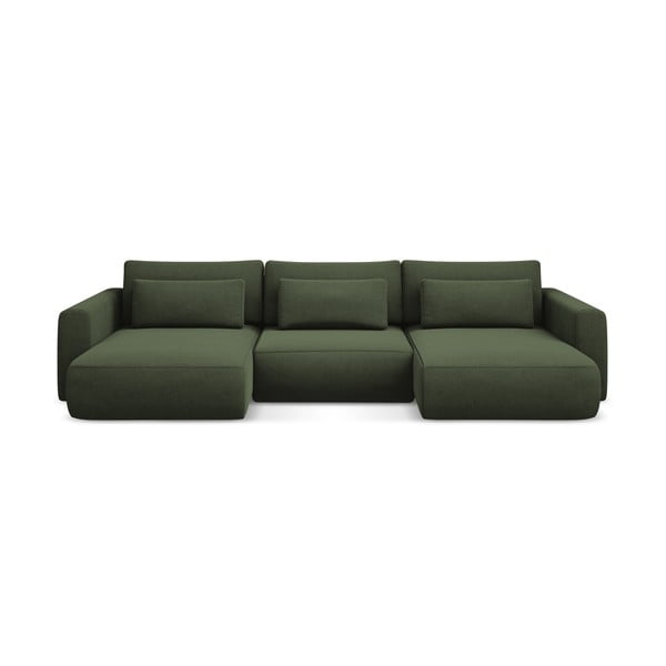 Khaki rozkladacia/s úložným priestorom rohová pohovka (do tvaru "U") Kapua – Makamii