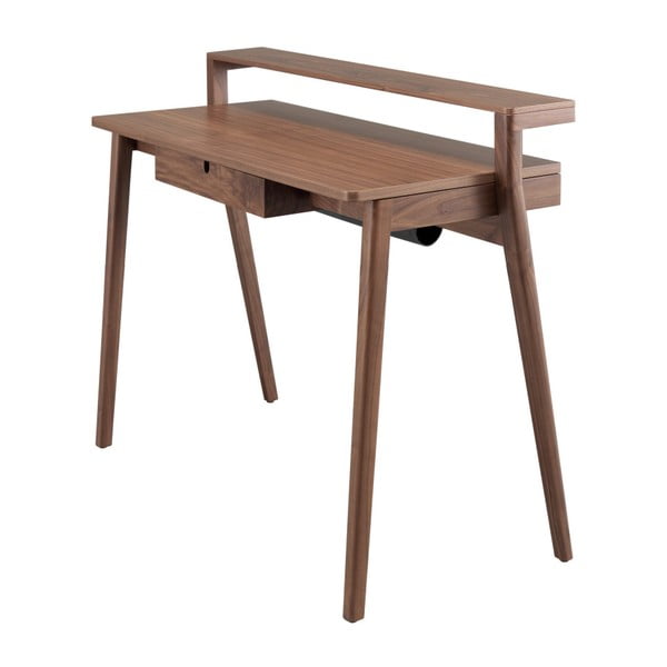 Pracovný stôl z orechového dreva s vysúvateľnou doskou a zásuvkou Wewood - Portugues Joinery Secreta