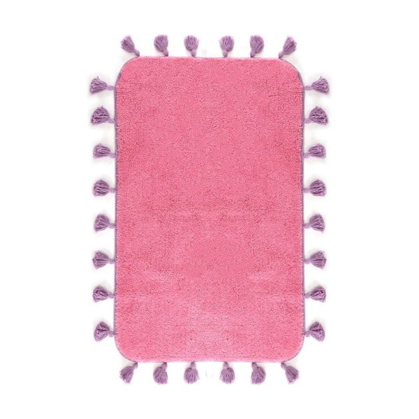 Ružová bavlnená kúpeľňová predložka Greg, 60 × 90 cm