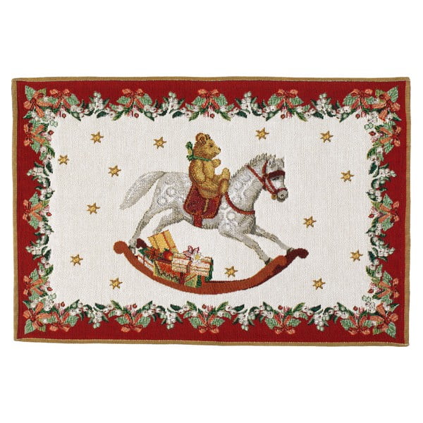 Červeno-biele bavlnené prestieranie s vianočným motívom Villeroy & Boch Toys Fantasy, 48 x 32 cm
