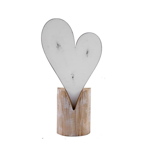 Veľká kovová dekorácia na drevenom podstavci s motívom srdca Ego Dekor, 20,5 × 39 cm