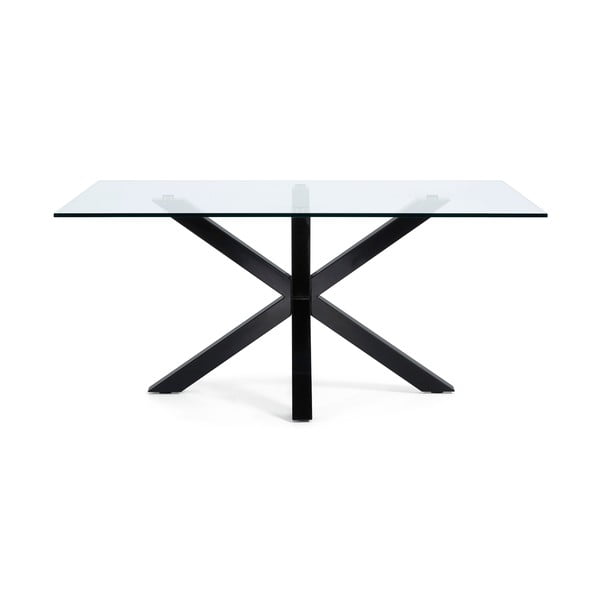 Jedálenský stôl so sklenenou doskou Kave Home s čiernym podnožím, 160 x 90 cm-image-3
