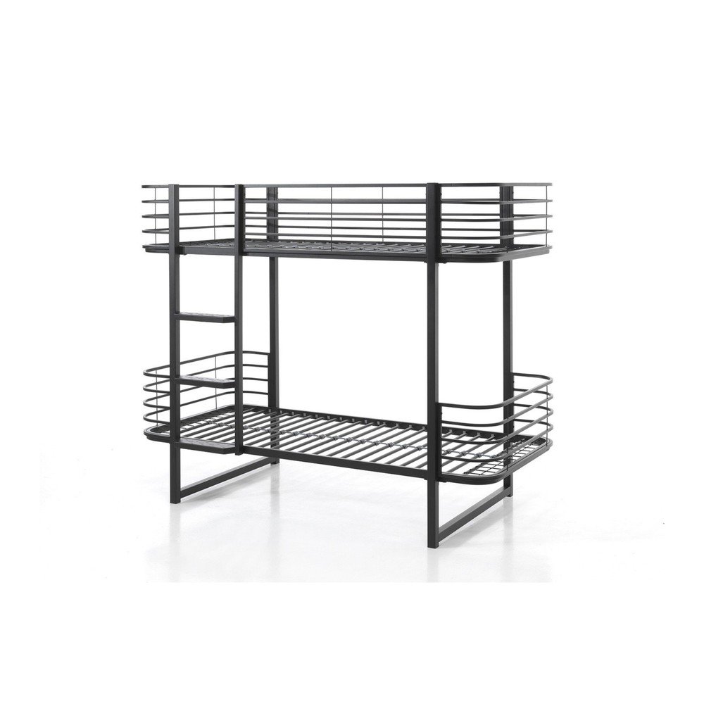 Čierna kovová poschodová detská posteľ s roštom 90x200 cm Oscar – Vipack