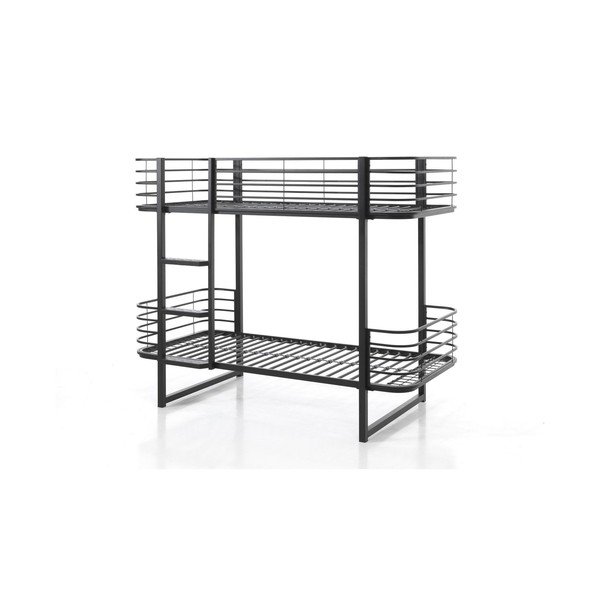 Čierna kovová poschodová detská posteľ s roštom 90x200 cm Oscar – Vipack