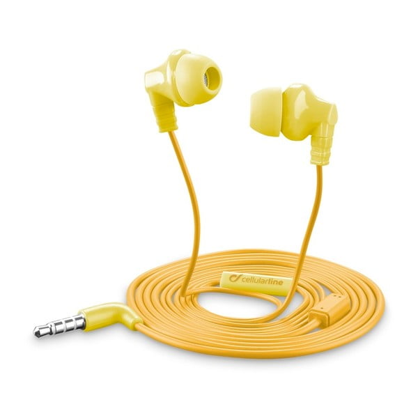 Žlté in-ear slúchadlá Style&Color Cellularline Cricket, plochý kábel, 3,5 mm jack