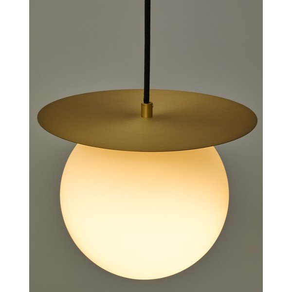 Biele/v zlatej farbe kovové závesné svietidlo so skleneným tienidlom ø 25 cm Brisia – Kave Home-image-2
