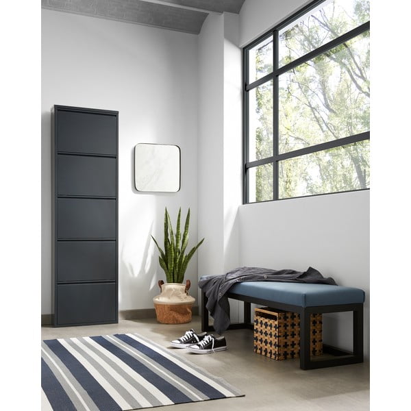 Antracitová kovová výklopná skrinka na topánky 50x169x15 cm Ode – Kave Home-image-3