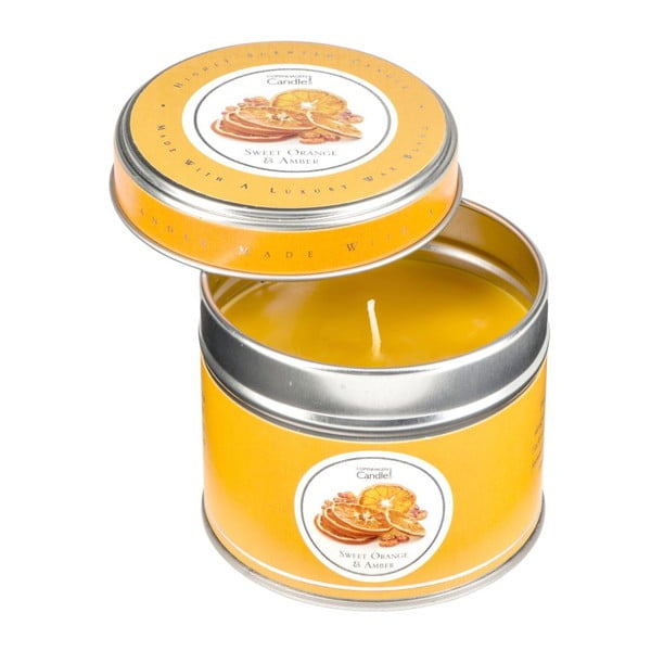 Aromatická sviečka v plechovke s vôňou pomaranča a jantáru Copenhagen Candles, doba horenia 32 hodín