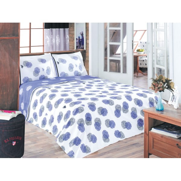 Sada prikrývky na posteľ a plachty US Polo 160x220 cm, Lilac, Black and White