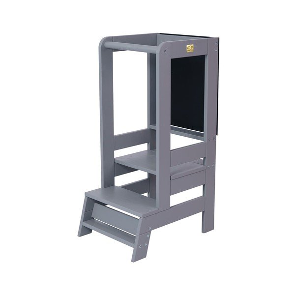 Sivá učiaca veža z borovicového dreva Montessori – Meowbaby