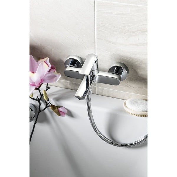 Nástenná vaňová batéria v lesklej striebornej farbe (2 výstupy) Pax – Sapho-image-1