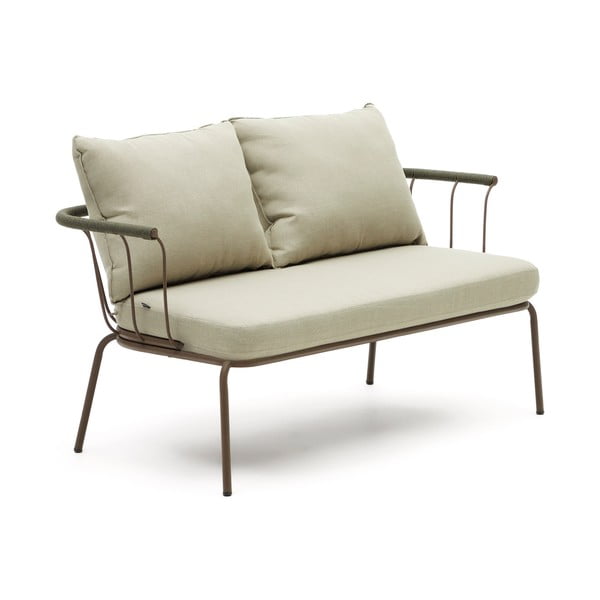 Svetlozelená/béžová záhradná pohovka Salguer - Kave Home-image-2